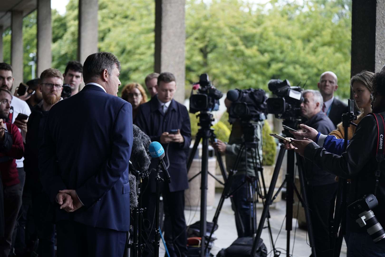 New RTE director general Kevin Bakhurst speaks to the media on his first day in the job (Niall Carson/PA)
