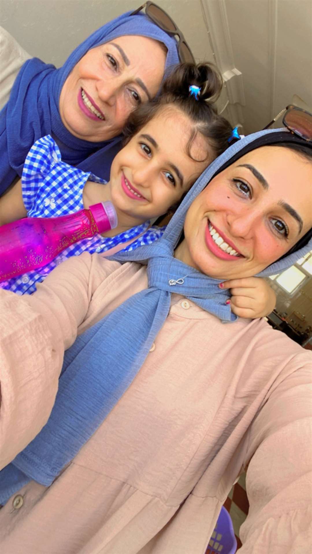 Israa Aljaish with her mother Amal (left) and her daughter Marlin (Israa Aljaish/PA)