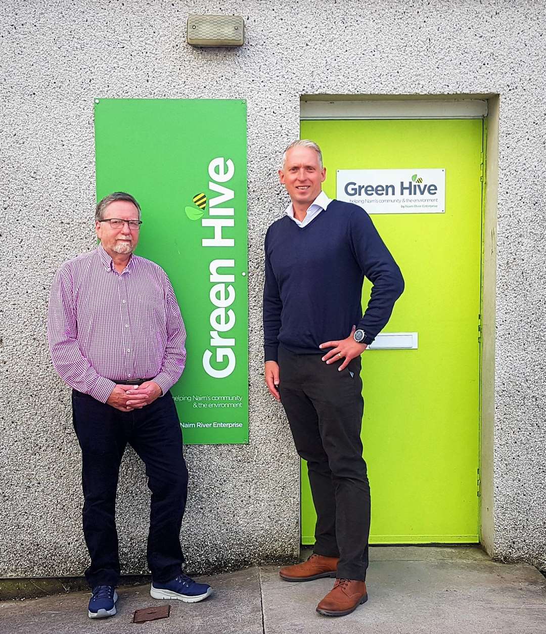Simon Noble, Nairn Green Hive chairman of trustees, and Neil Mapes, chief operations officer.