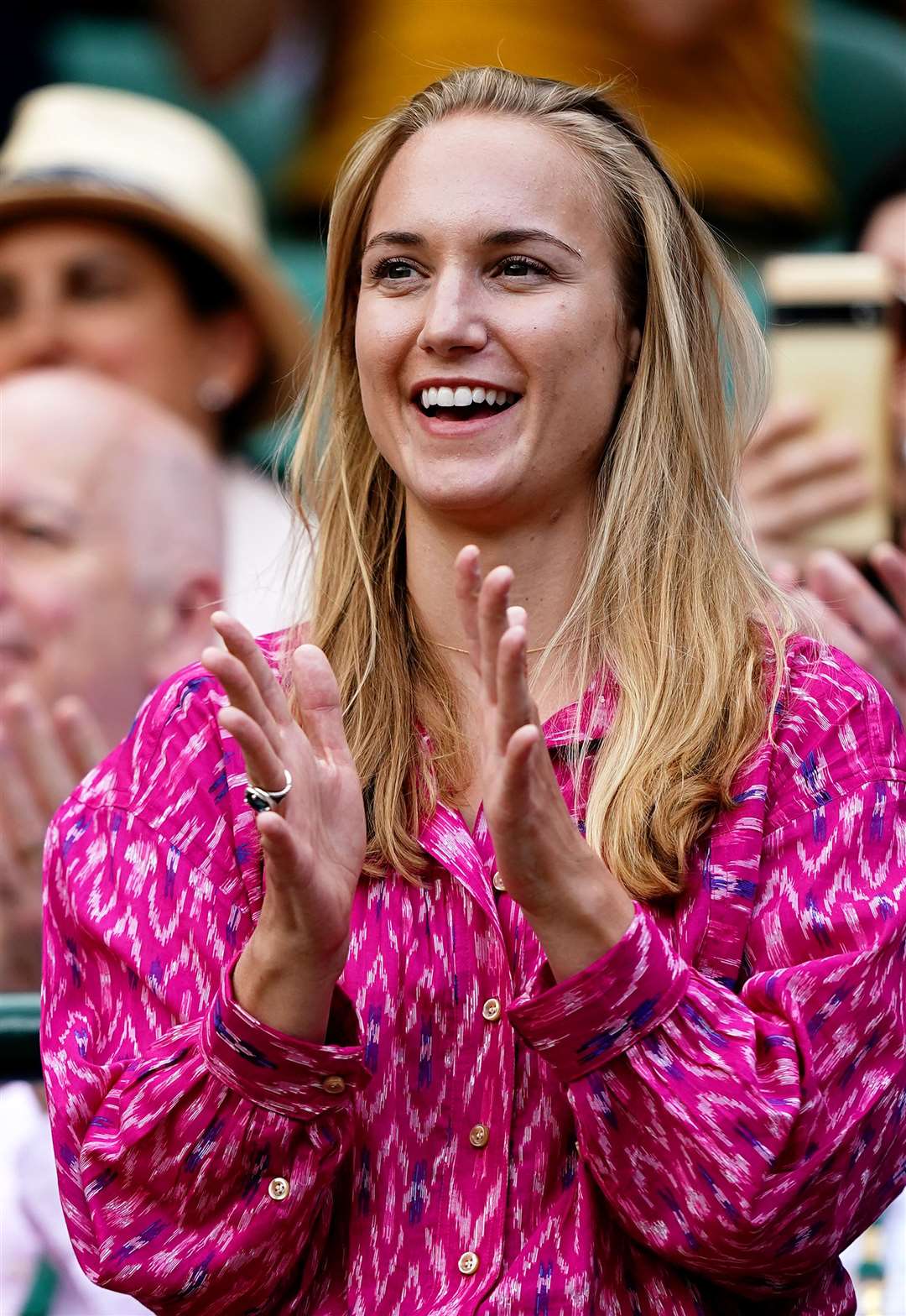 Norrie’s girlfriend, Louise Jacobi, celebrates his win on Sunday (Aaron Chown/PA)