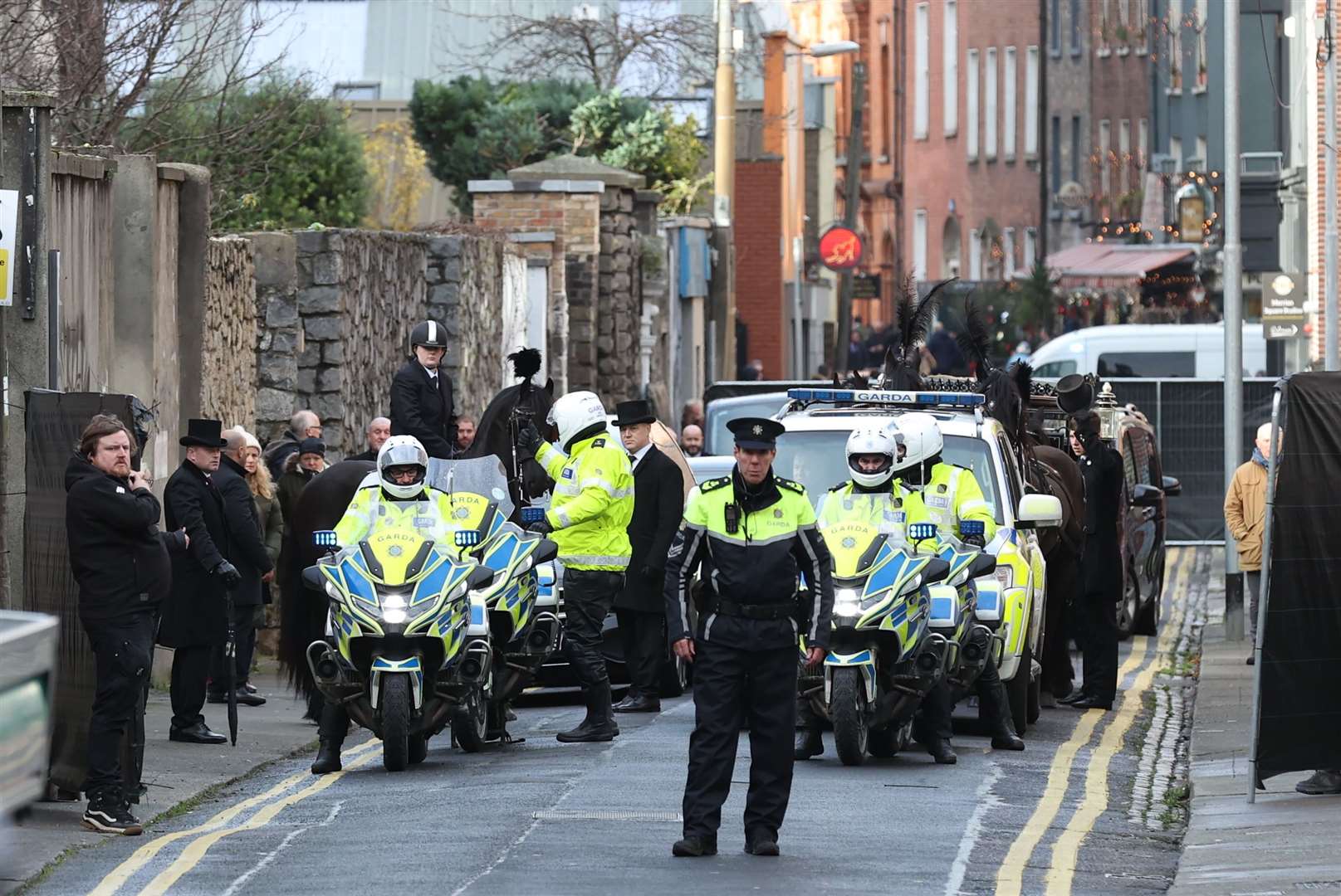Shane MacGowan’s coffin was driven from Dublin to Co Tipperary after the horse-drawn carriage procession (Liam McBurney/PA)