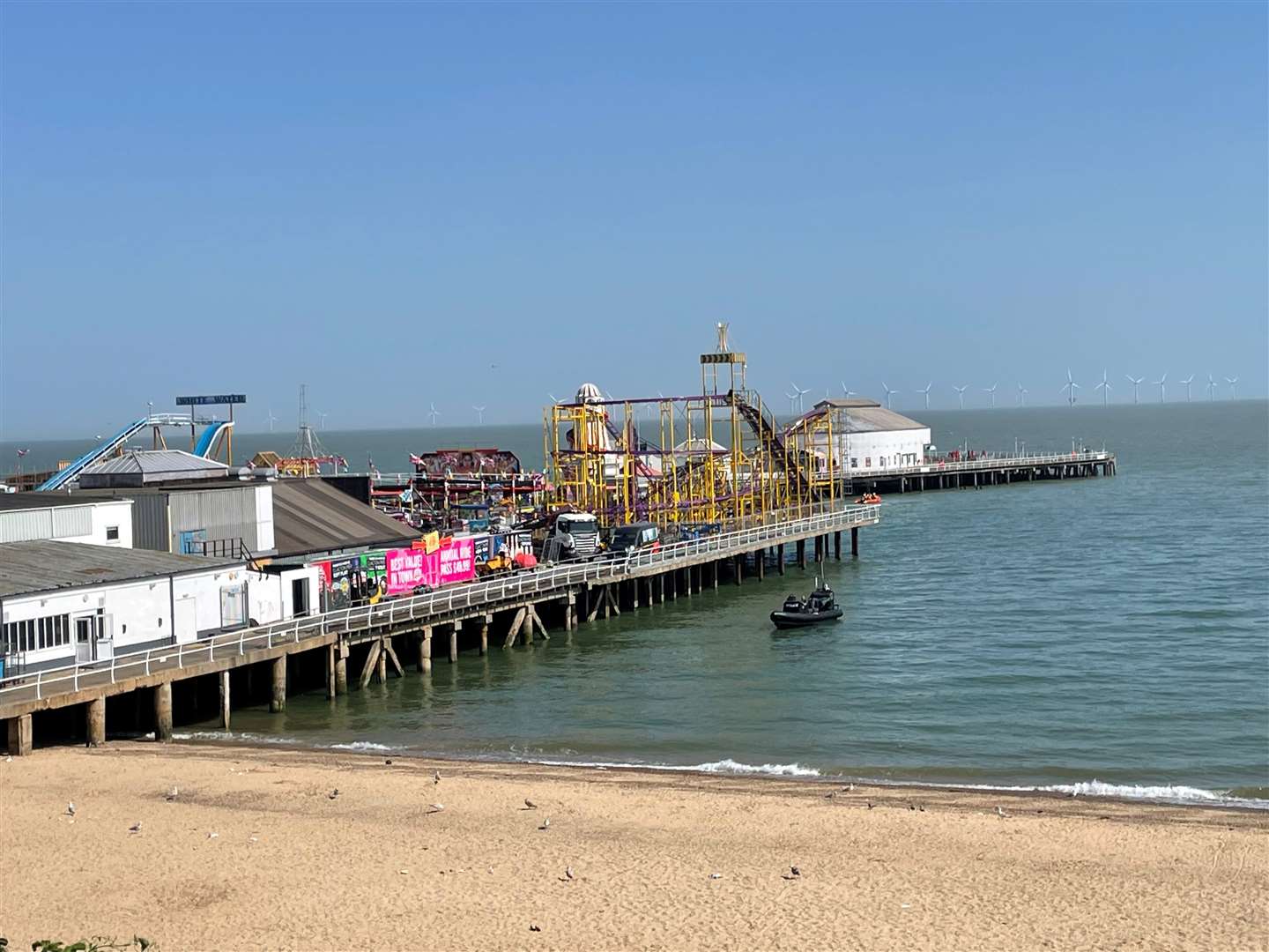 A boat next to Clacton Pier in Clacton-on-Sea (Sam Russell/PA)