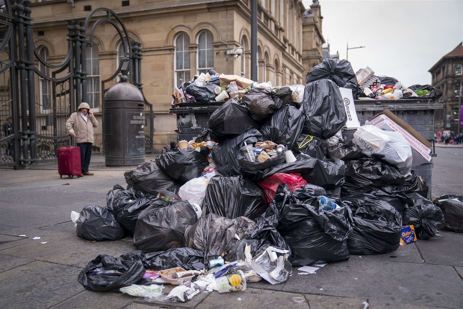 Rubbish piled up in Edinburgh during the strike (Jane Barlow/PA)