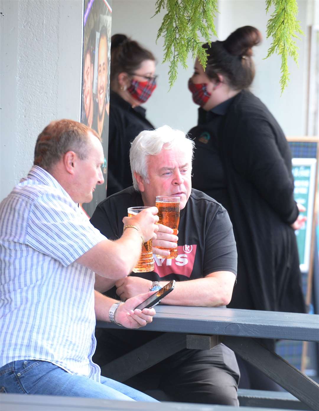 Outdoor drinking was allowed again at pubs from today.