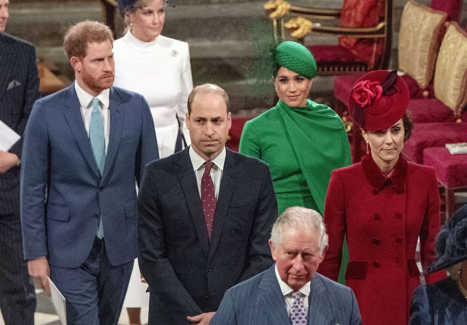 The Duke and Duchess of Sussex, the Duke and Duchess of Cambridge with the Prince of Wales during the Commonwealth Service at Westminster Abbey (Phil Harris/Daily Mirror)