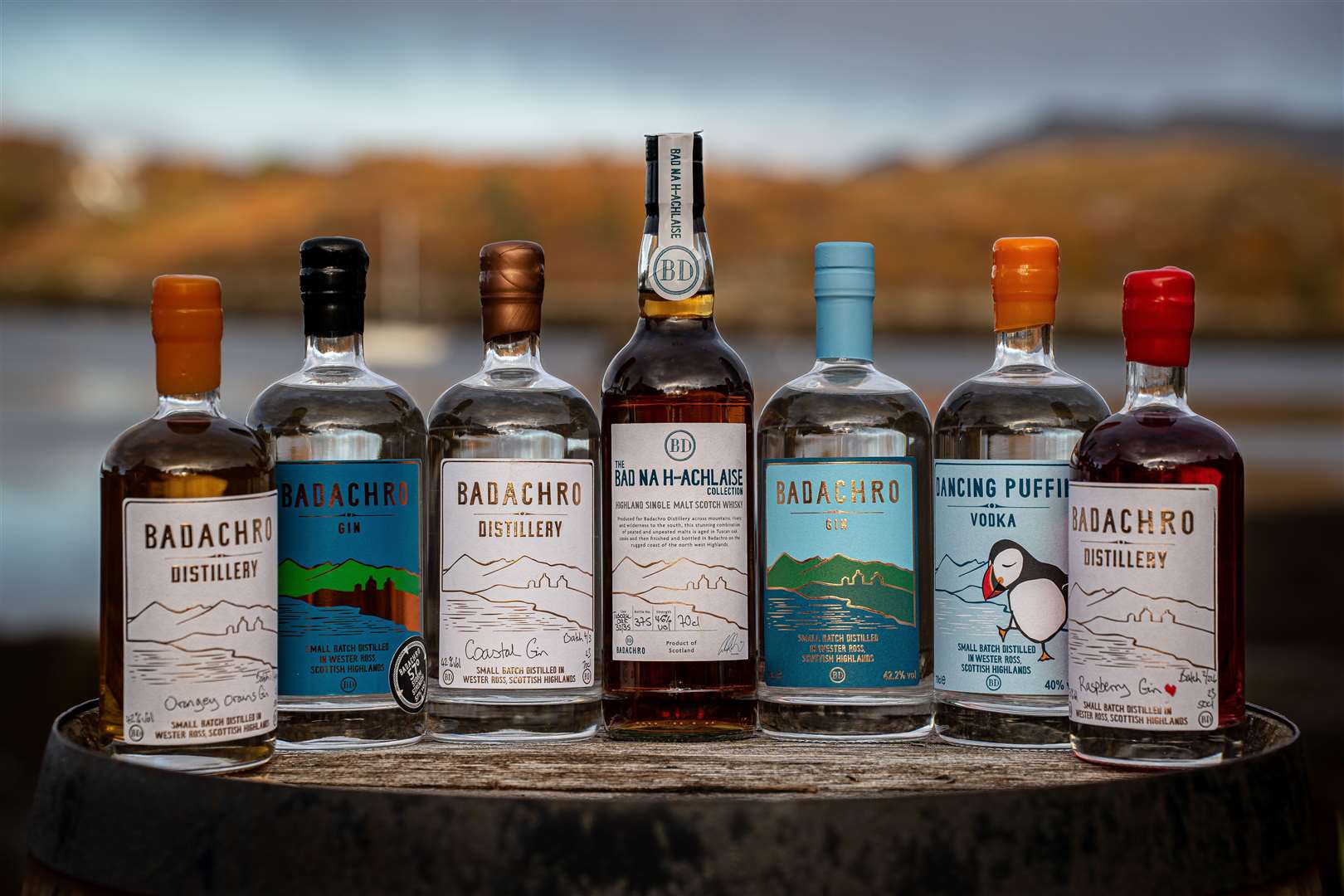 The Badachro Distillery range of spirits.