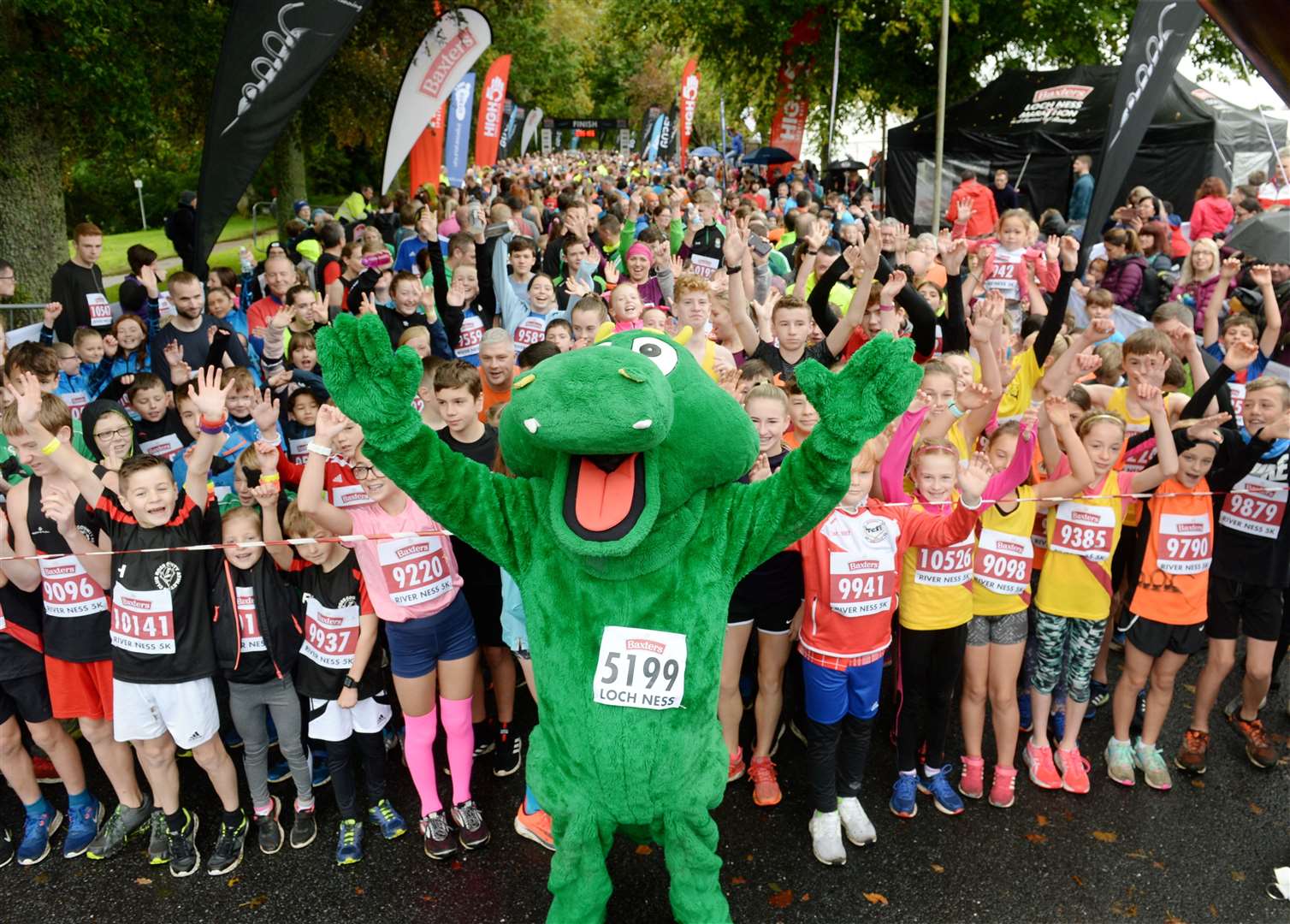 Nessie gets the runners warmed up at start of 5k...Picture: Gary Anthony