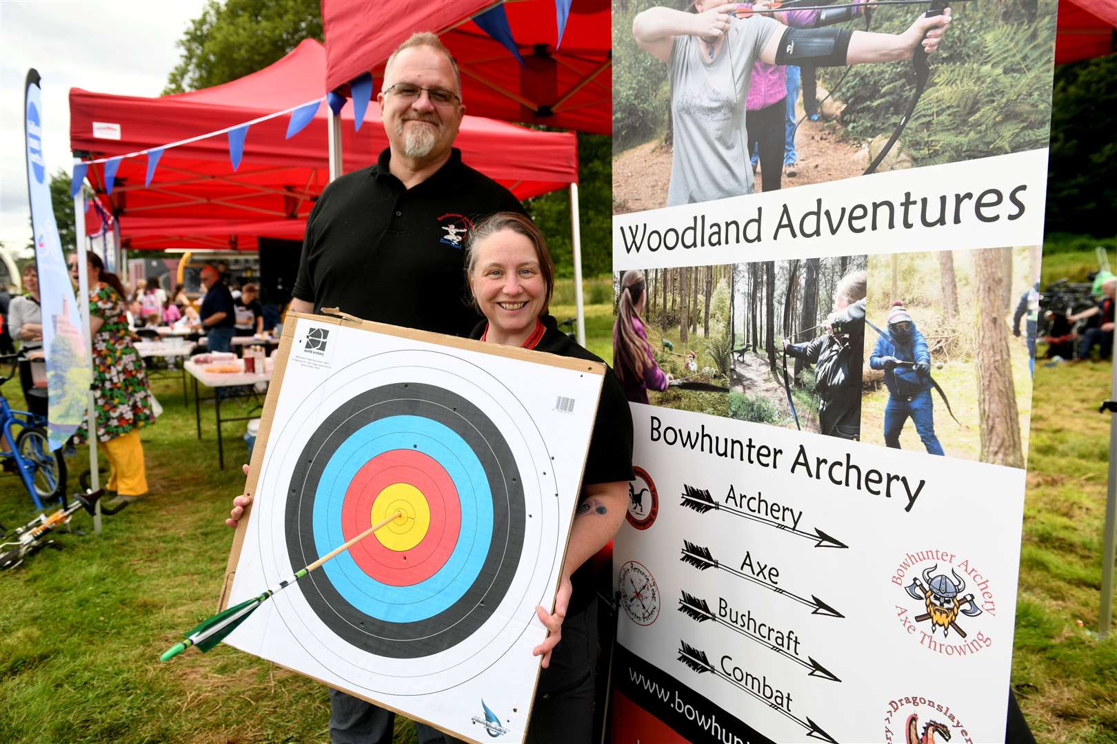 Simon and Claire Driver, Woodland Adventures Bowhunter Archery instructors. Picture: James Mackenzie.