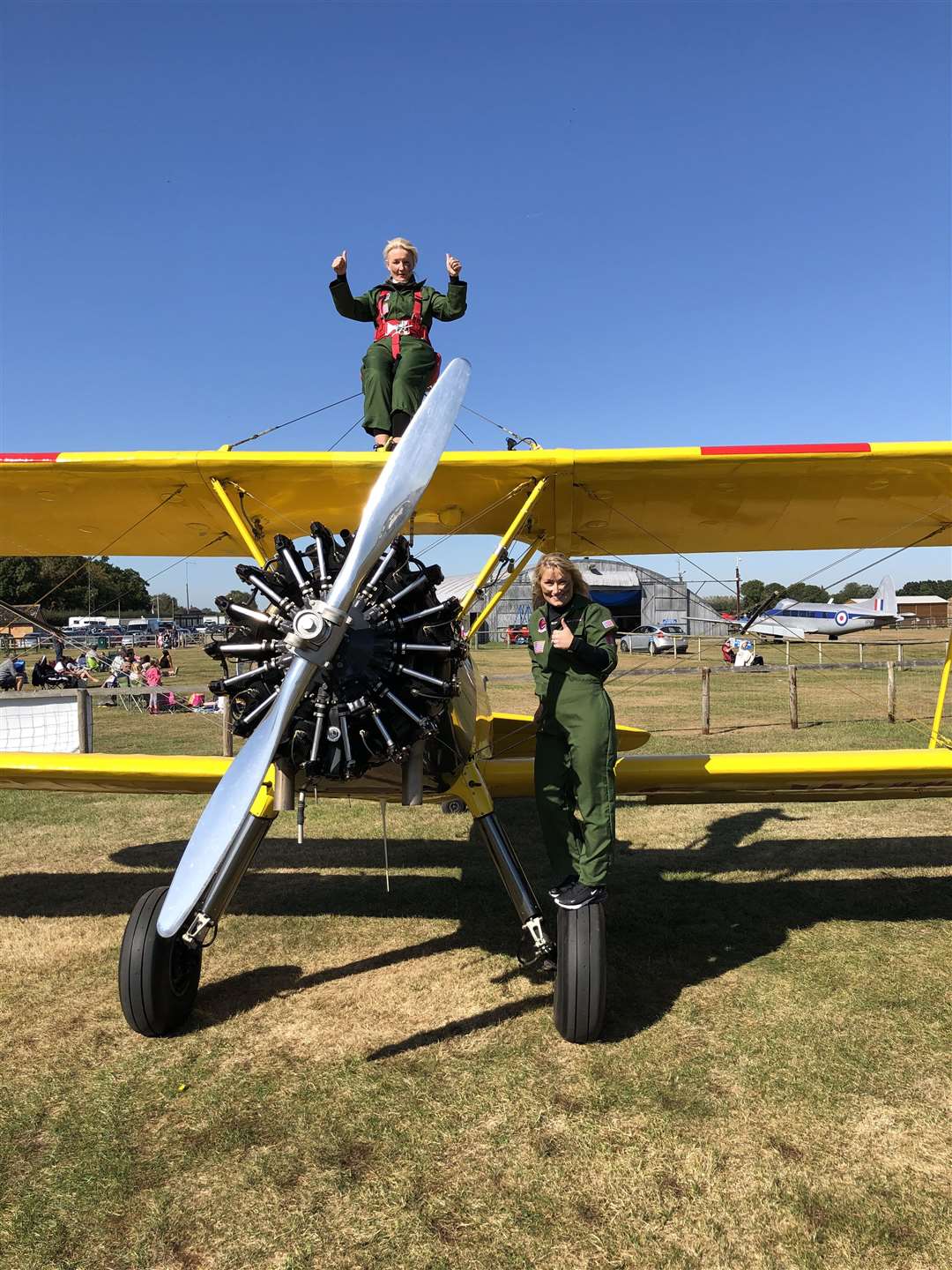 Morag McGilvray and Joan Mackenzie during their charity fundraising wing walk.