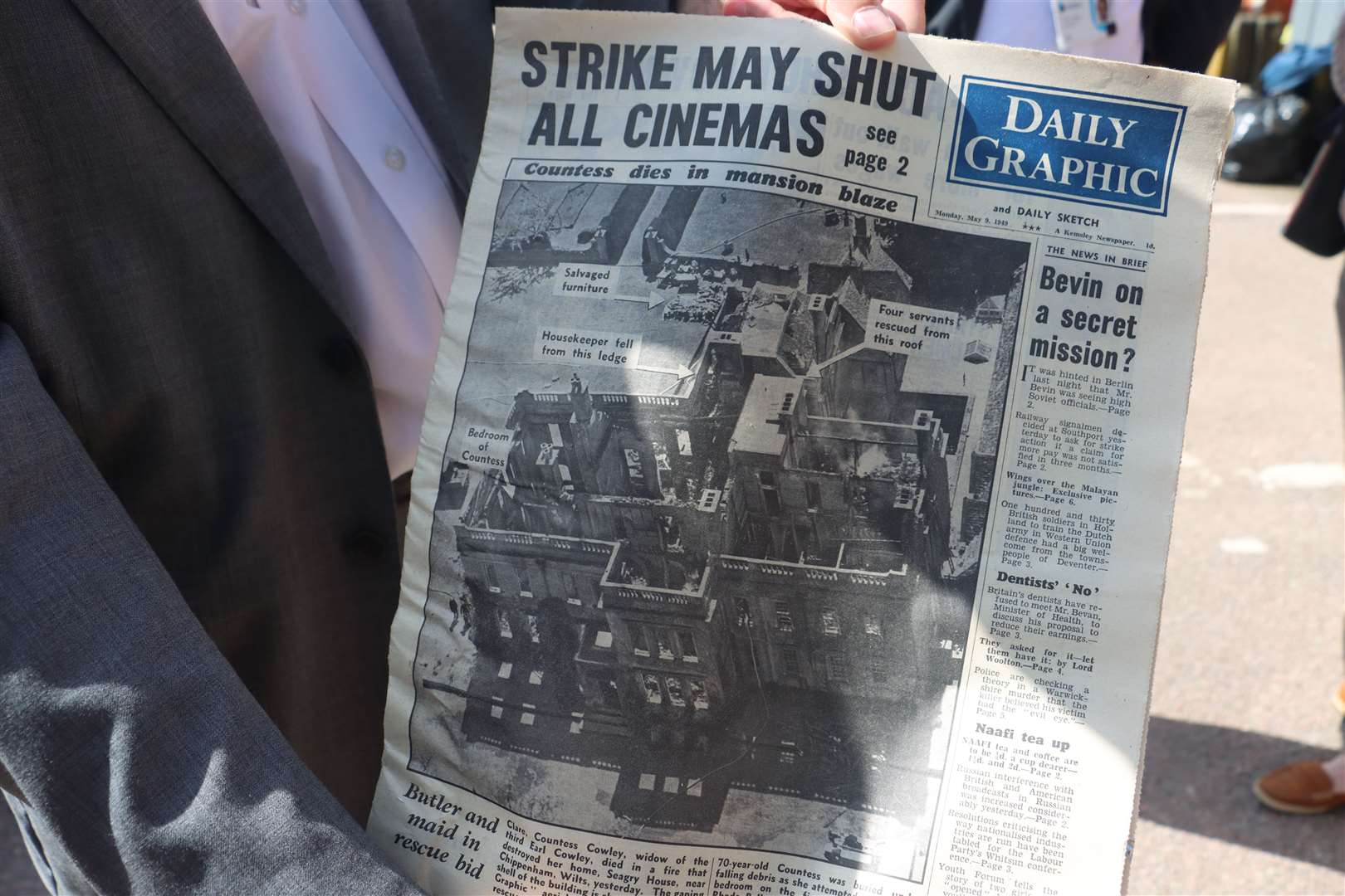 Stories about a cinema workers strike and deadly fire were featured in a found edition of the Daily Graphic (University of Portsmouth/PA)