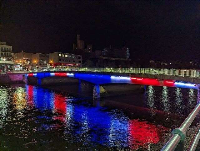 Ness Bridge is often lit to mark special occasions or raise awareness for charity and other causes.