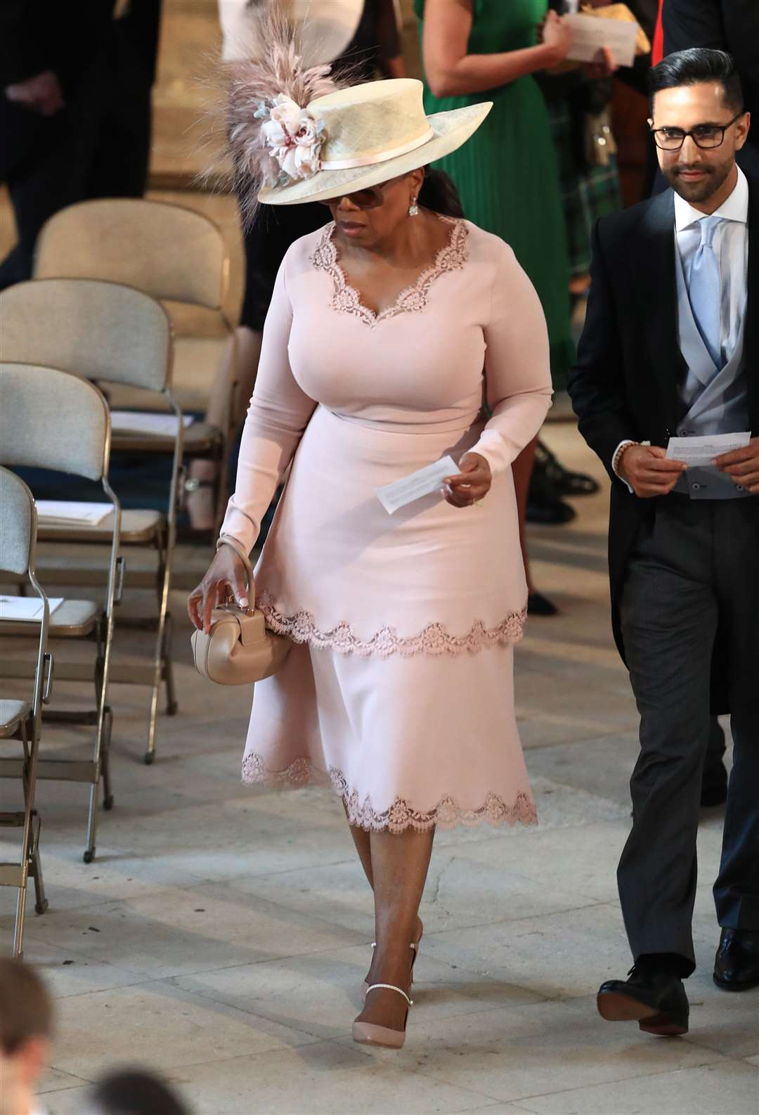Oprah Winfrey arrives in St George’s Chapel at Windsor Castle for the wedding of Prince Harry and Meghan Markle.