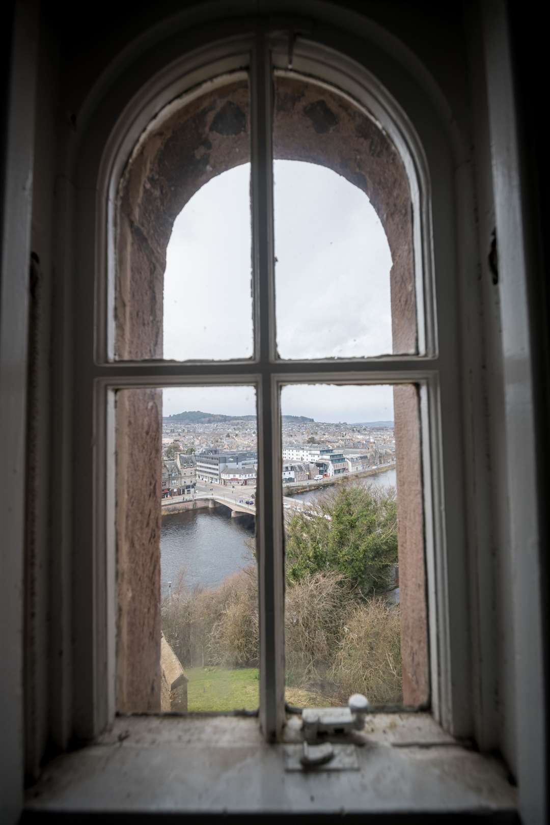 The view from one of the castle windows overlooking the River Ness.