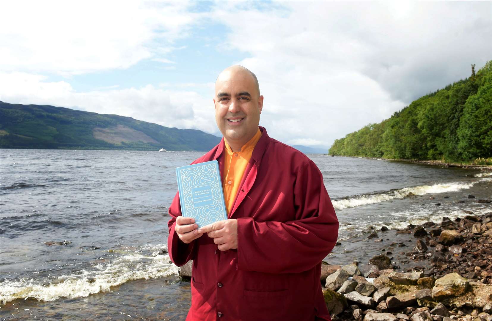Buddhist monk Gelong Thubten at the launch of his book beside Loch Ness...Picture: Callum Mackay. Image No. 044470.