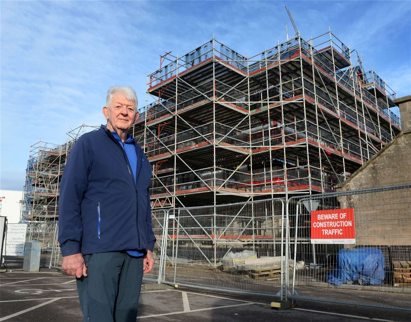 Alastair Noble at development of the new flats and CAB building in King Street, Nairn.