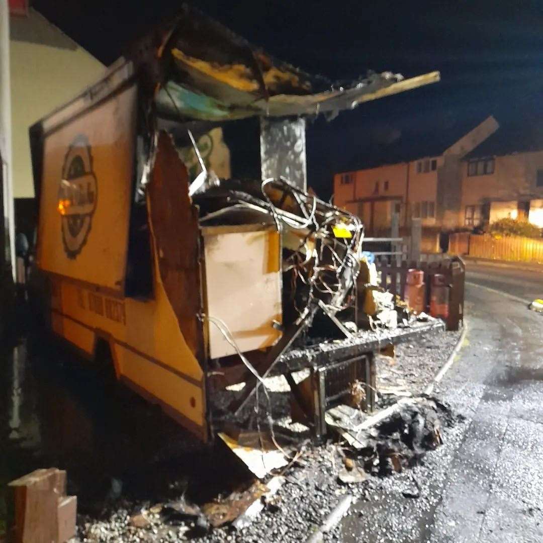 The Fish and Chip Van was destroyed by the blaze. Picture: Fish and Chip Van Facebook page.