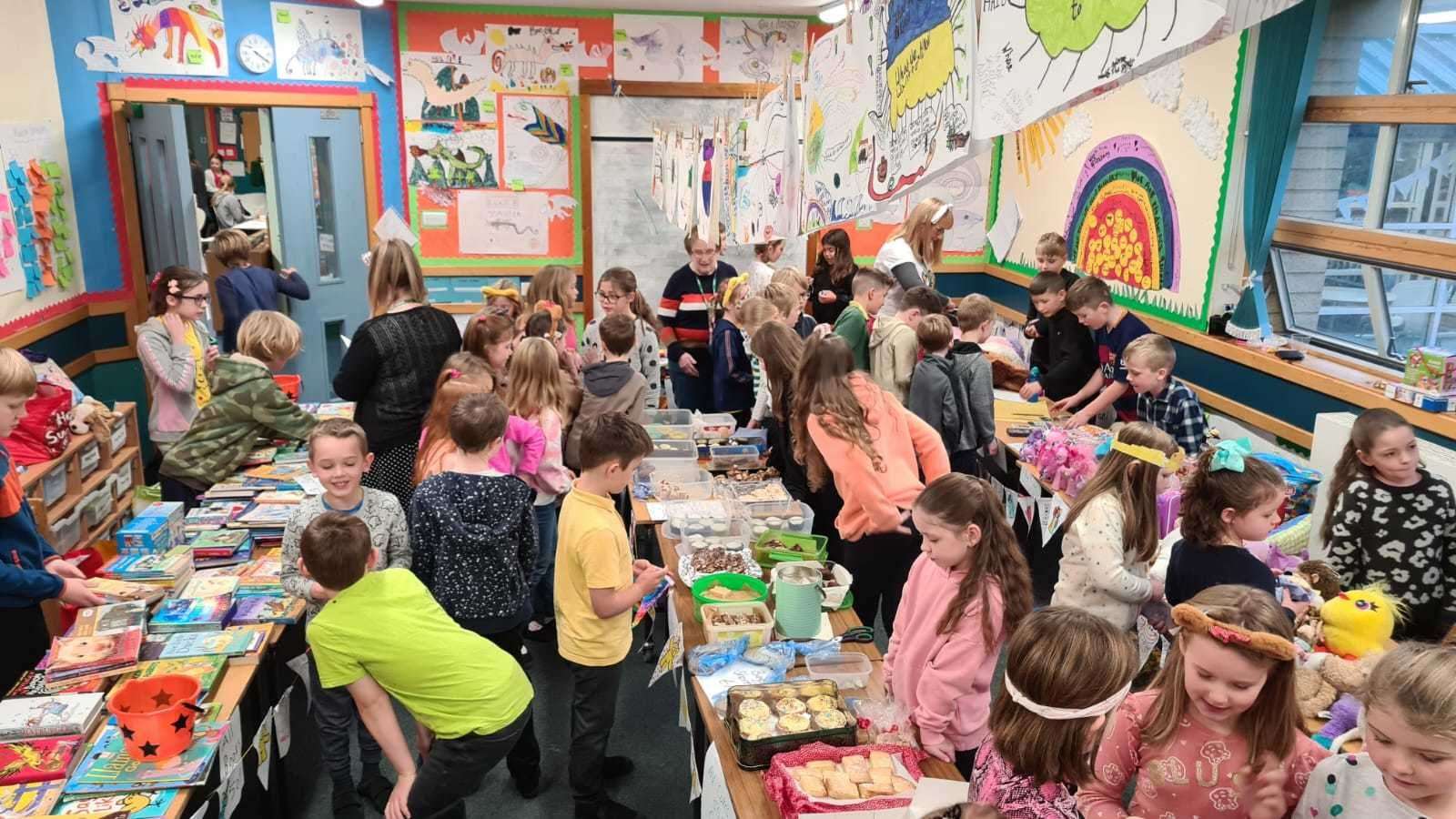 Auldearn Primary bakesale and fundraising activities for Children in Need.