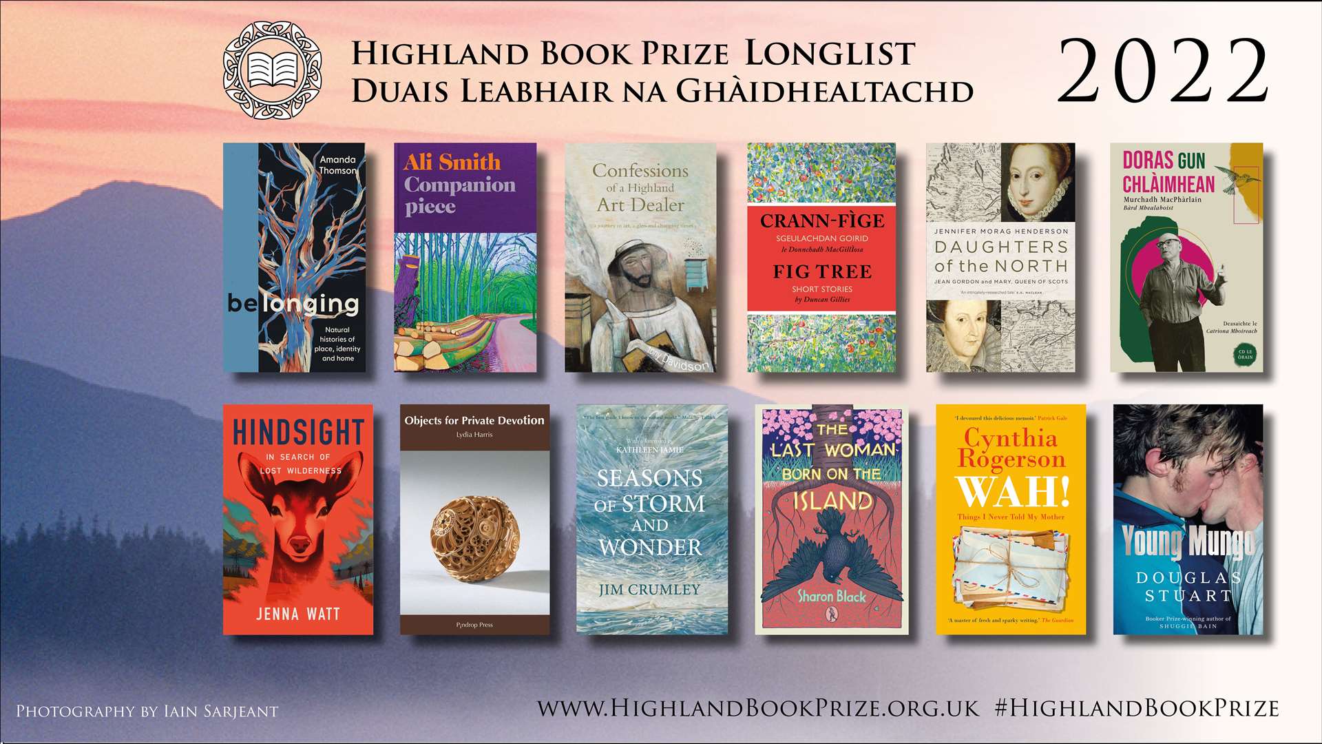 The 12 books longlisted for the Highland Book Prize 2022.