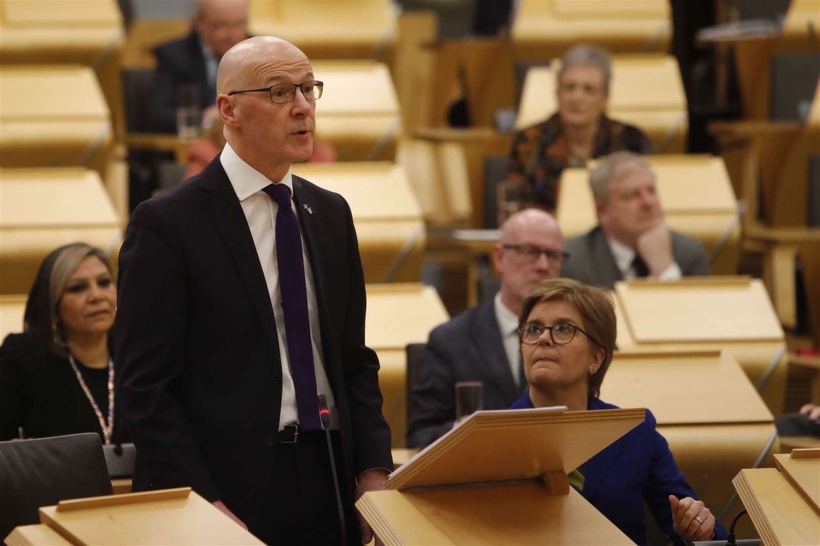 Deputy First Minister John Swinney delivered his budget statement to Parliament on Thursday (Andrew Cowan/Scottish Parliament/PA)