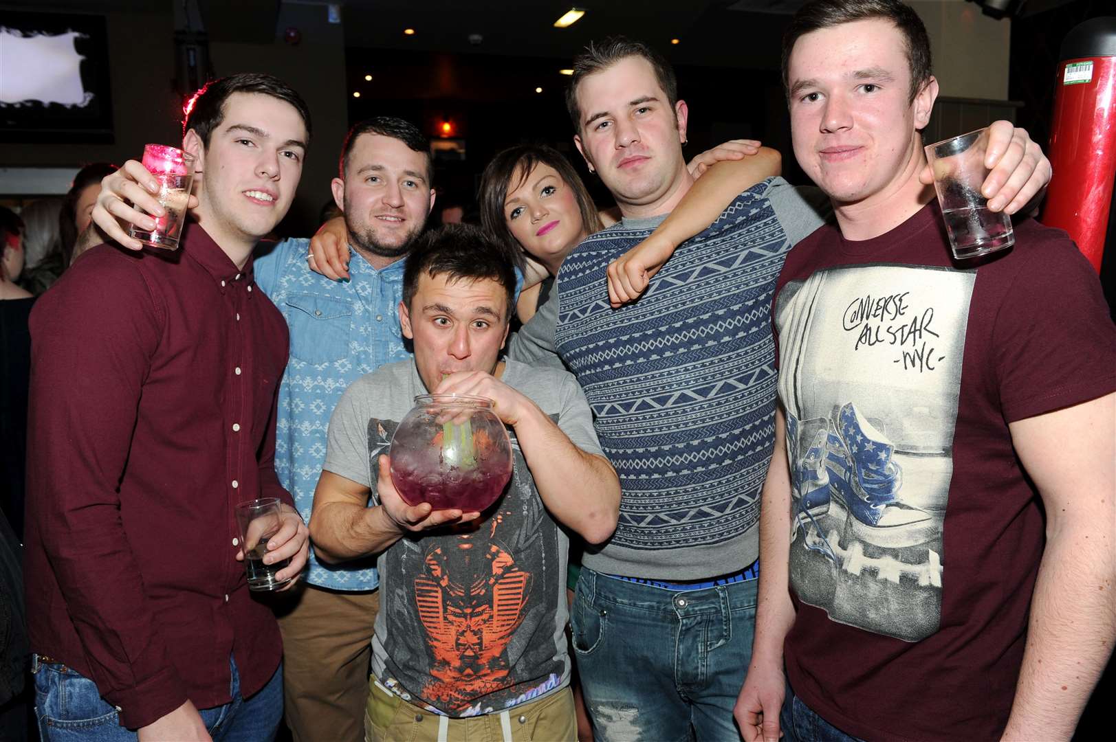 Cityseen Adam Bailey (centre ,front) is joined by friends for night on the town on his 19th birthday Picture: Gary Anthony