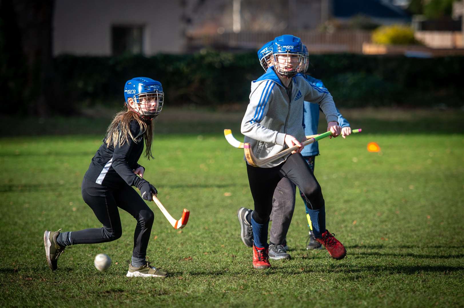Action from the Shinty event.  Image: Callum Mackay..