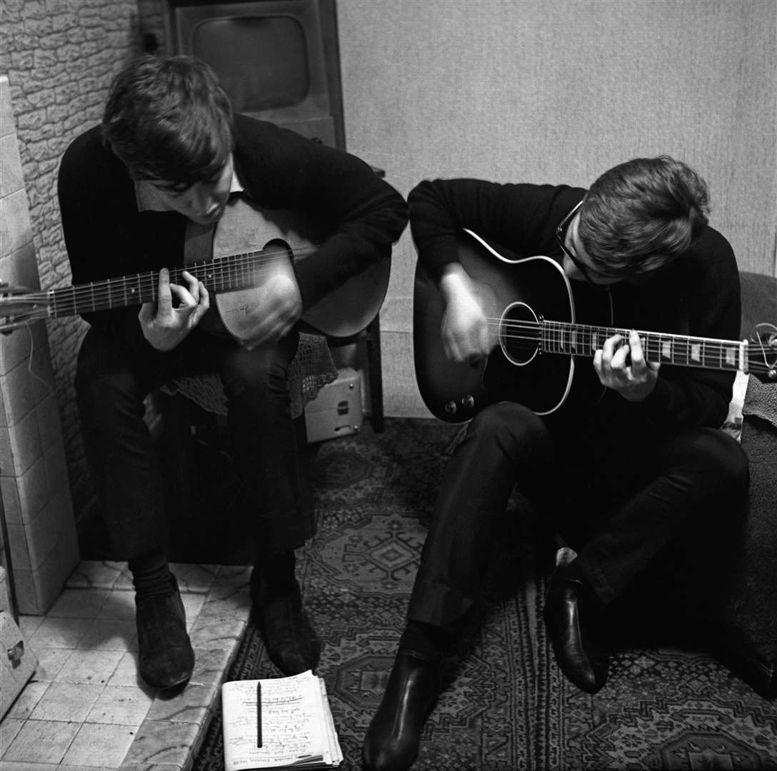 Sir Paul McCartney and John Lennon writing I Saw Her Standing There in Sir Paul’s childhood home on Forthlin Road in Allerton, Liverpool (Mike McCartney/PA)
