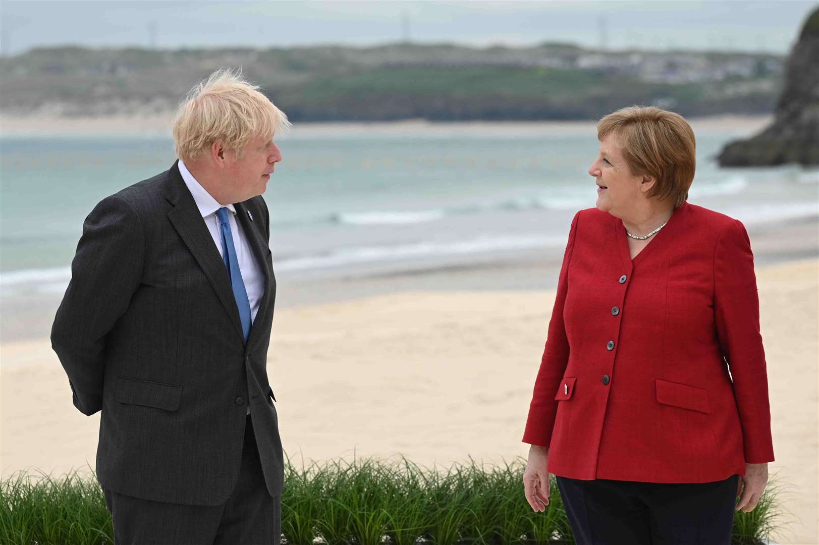 Angela Merkel with Boris Johnson during the G7 summit (Leon Neal/PA)