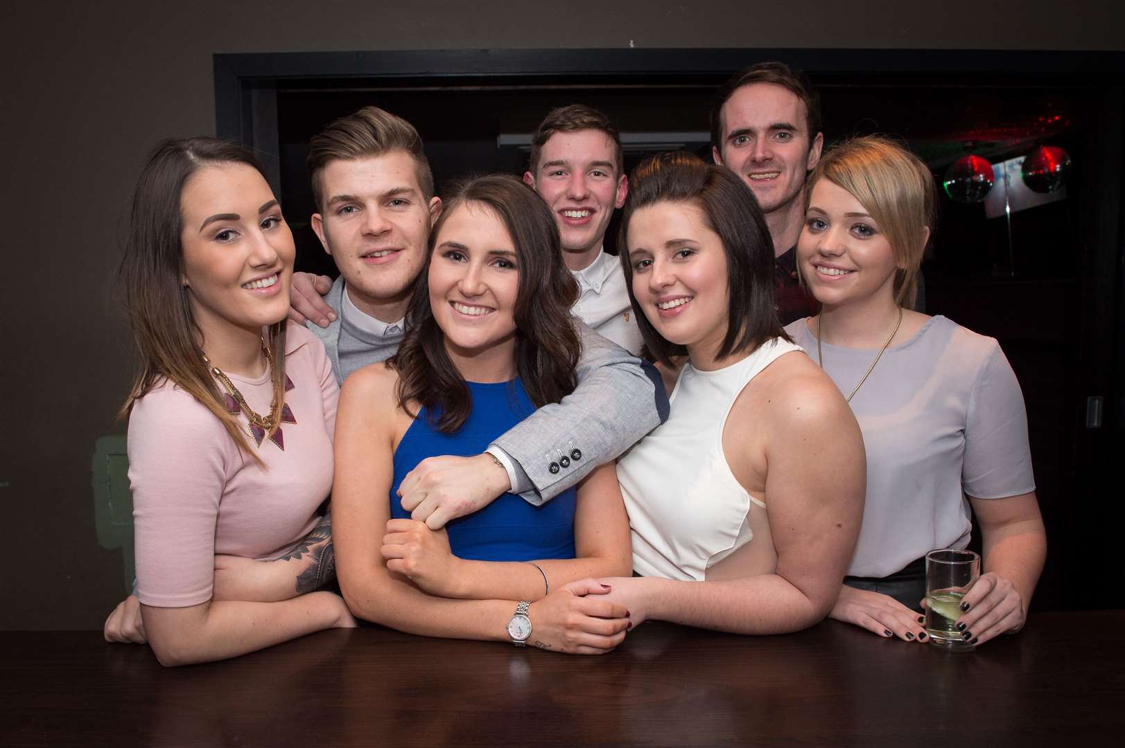 CitySeen 17JAN2015..Megan Brown (front, blue dress) celebrates her birthday in The Den with friends...Picture: Callum Mackay. Image No. 027861.
