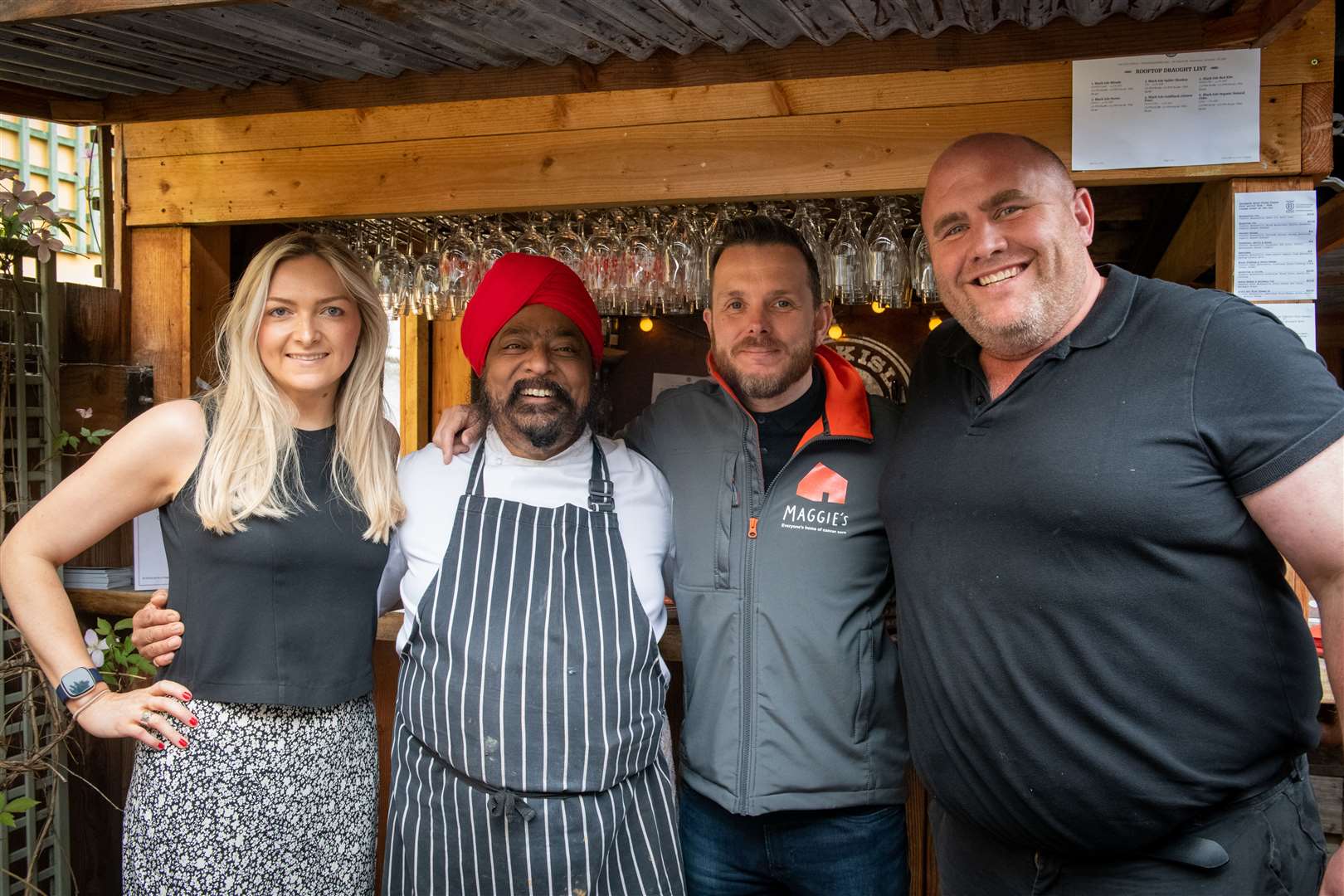 Senior Brand Manager Julia Mackillop, Tony Singh celebrity chef , Andrew Benjamin Maggies Highland and Scott Frasr Sales Regional Sales Manager Tomatin Distillery. Picture: Callum Mackay..