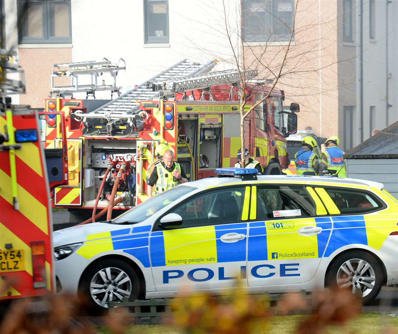 Police and fire service attend incident and property fire in Inverness. Picture Gary Anthony.
