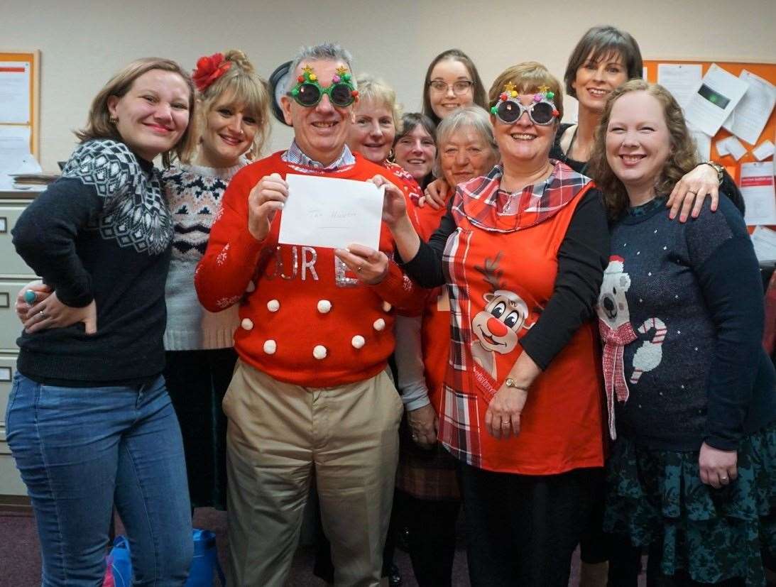 Labour MSPs David Stewart and Rhoda Grant don Christmas jumpers and specs as they join their staff in raising £150 for the Haven Appeal to develop a centre for children and young people with complex needs.
