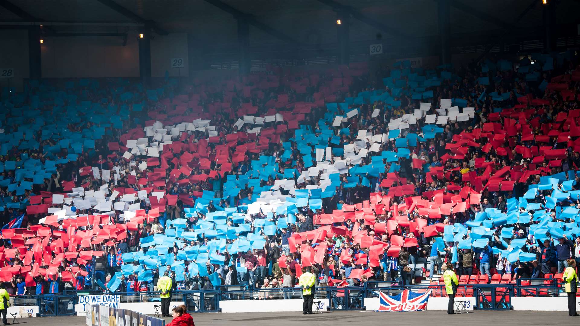 Caley Thistle's support blanket the stands in colour before the 2015 Scottish Cup final at Hampden. Picture: Callum Mackay