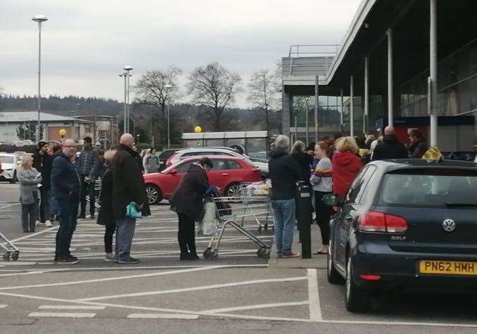 Queue outside Tesco in Inverness at 9am today.