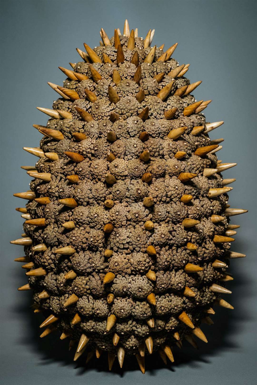 Egg Sculpture made from pine cones.