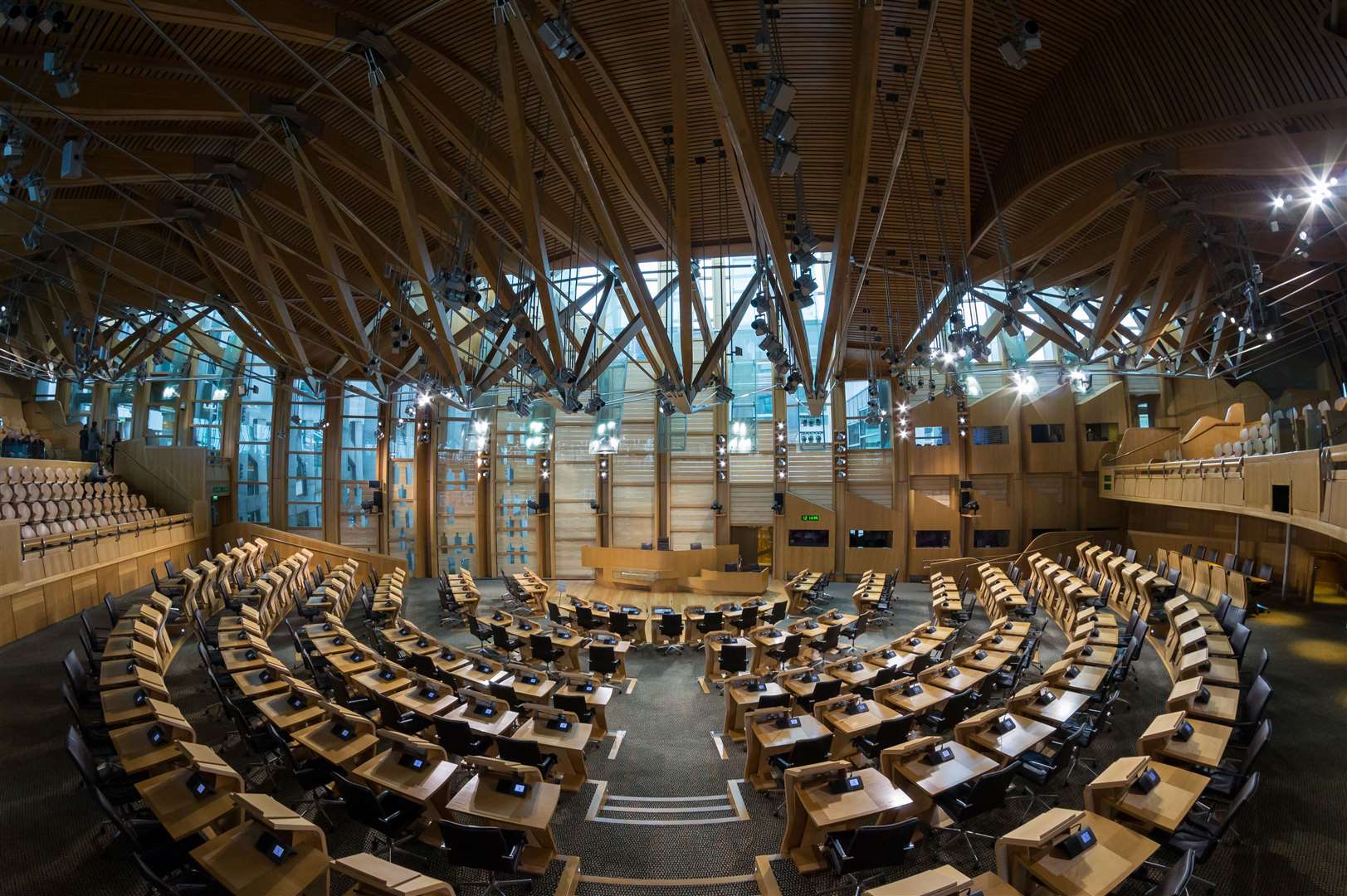 The Scottish Parliament debating chamber.