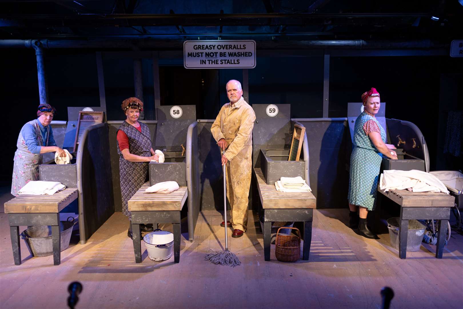 The Florians in The Steamie. From left – Morag Barron as Mrs Culfeathers, Anne Bambolough as margie, Alan Macleod as Andy and Morna Eadie as Dolly. Alison Ozog played Doreen. Picture: Matthias Kremer
