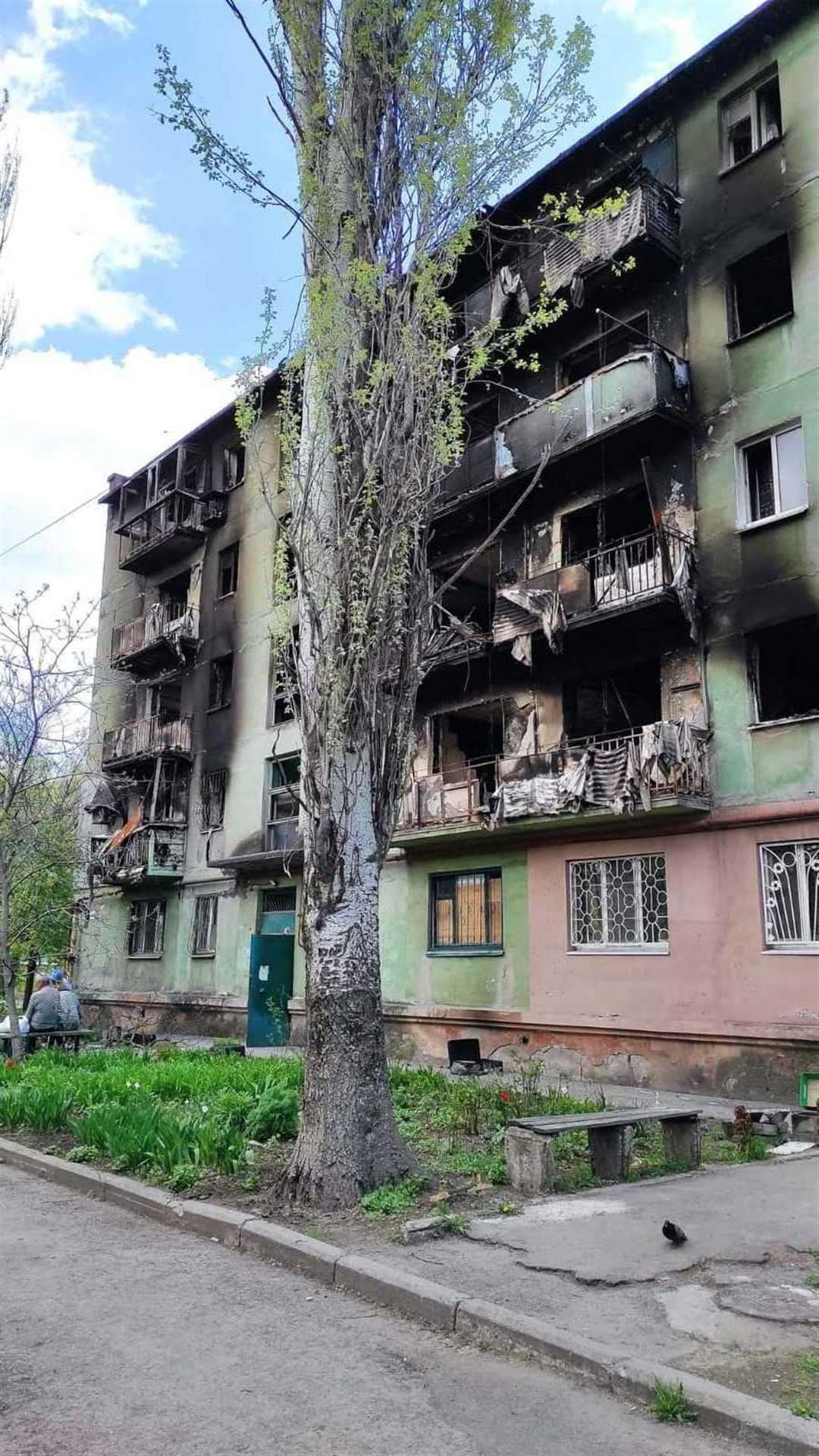 The family’s bombed apartment in Mariupol.