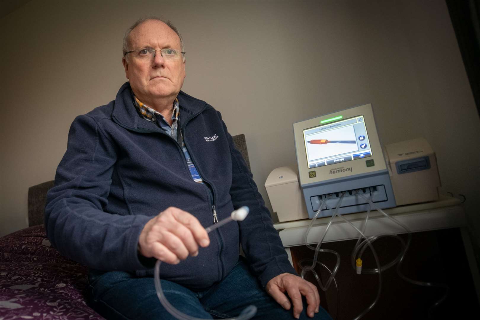 Keith Mackenzie spends eight hours every night on his dialysis machine.