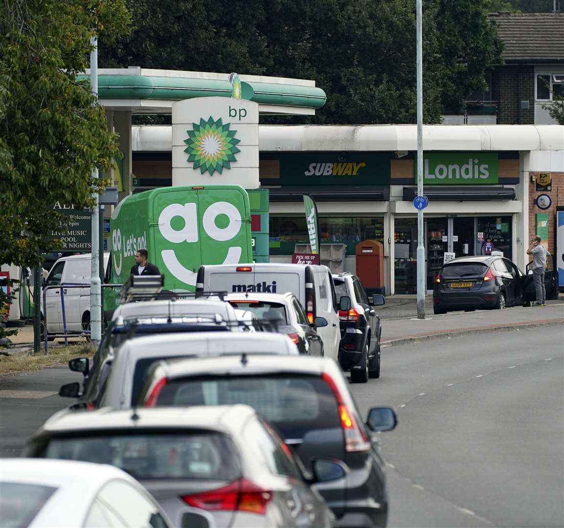 Motorists have continued to queue for fuel on Sunday amid panic buying (Steve Parsons/PA)
