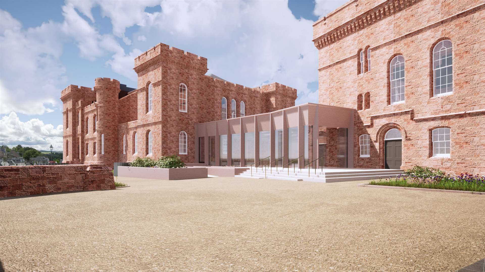 An illustration of the planned transformation of Inverness Castle.