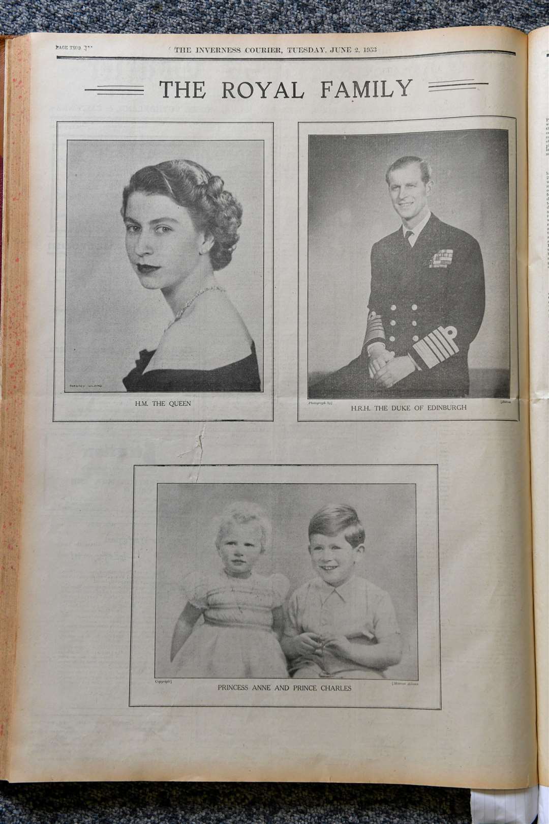 The Courier carried portraits of the Queen, her husband Philip and Prince Charles and Princess Anne in the run up to the Coronation in 1953.