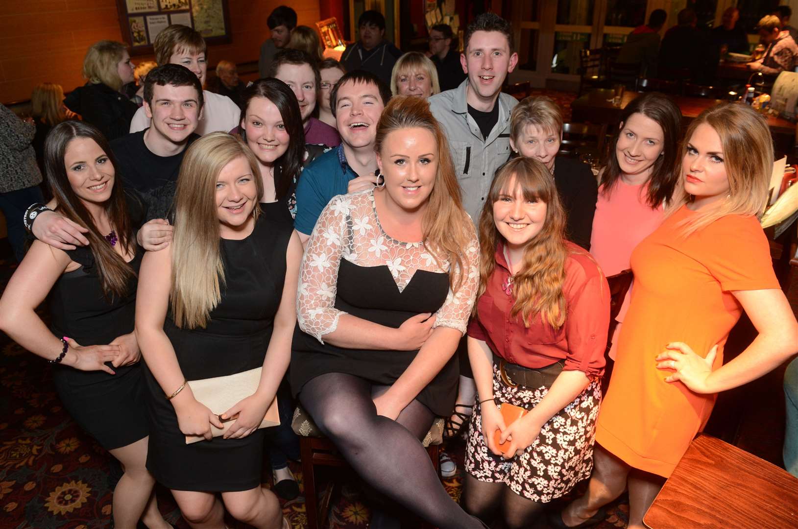 City Seen 2014-05-03..Kirsty Ferguson (middle) from Lochardil having a night out in Wetherspoons with her ScotMid crew as she prepares to leave for a new job at Highland Home Carers...Pictures: Andrew Smith.Image No: 025548.