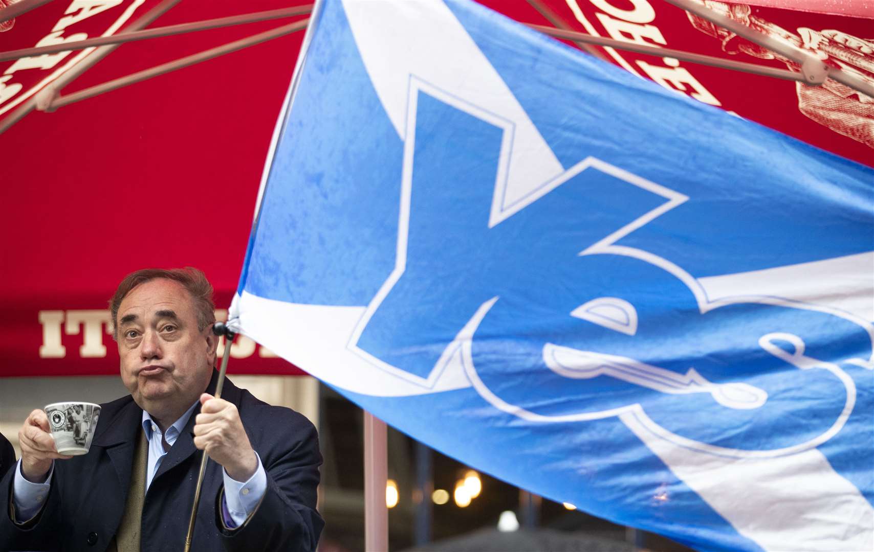 Alba Party leader Alex Salmond during a visit to the Scotsman Lounge in Edinburgh on the campaign trail. Alba failed to take a seat at Holyrood (Jane Barlow/PA)