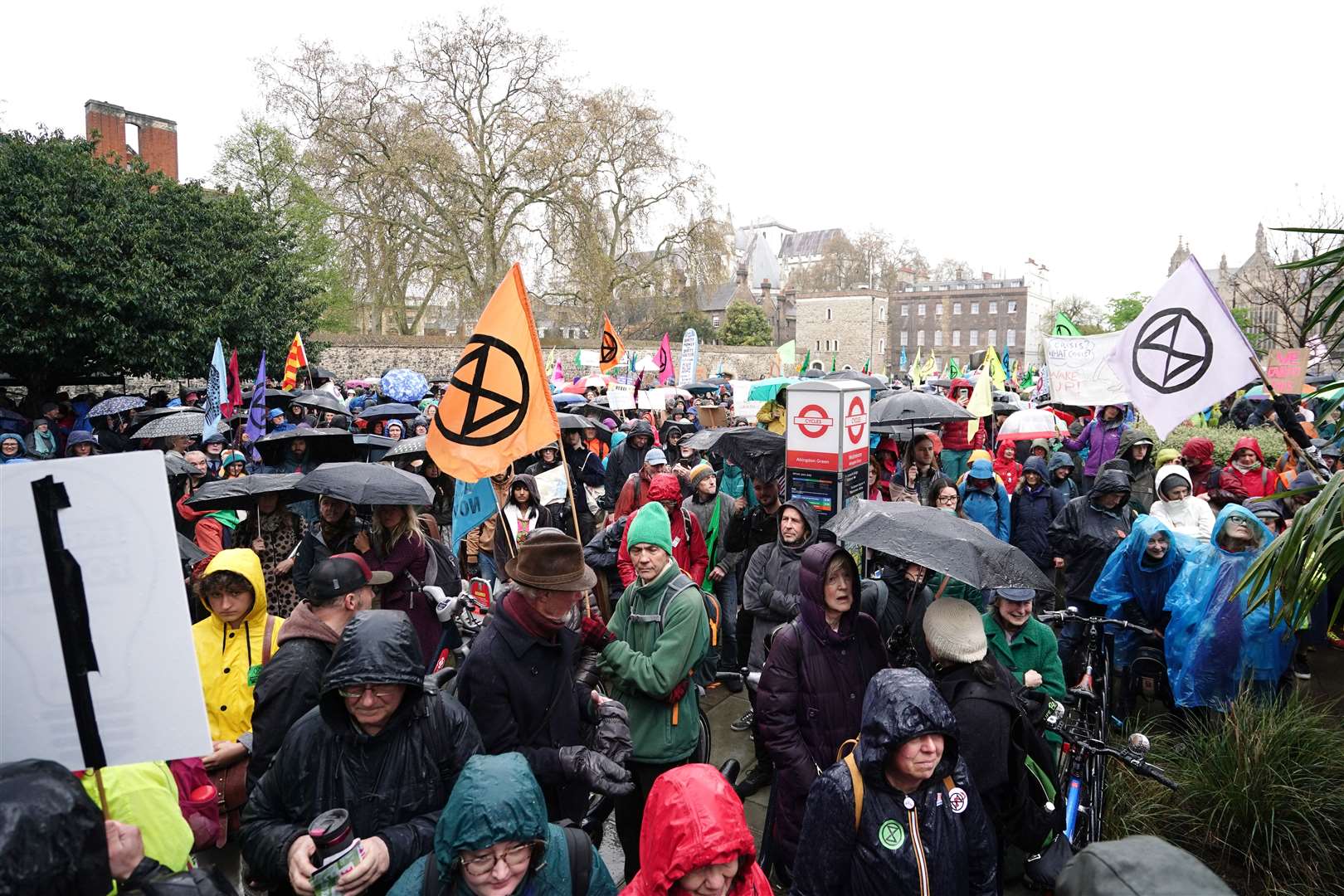 Extinction Rebellion demonstrators began their four-day protest in central London on Friday (Jordan Pettitt/PA)