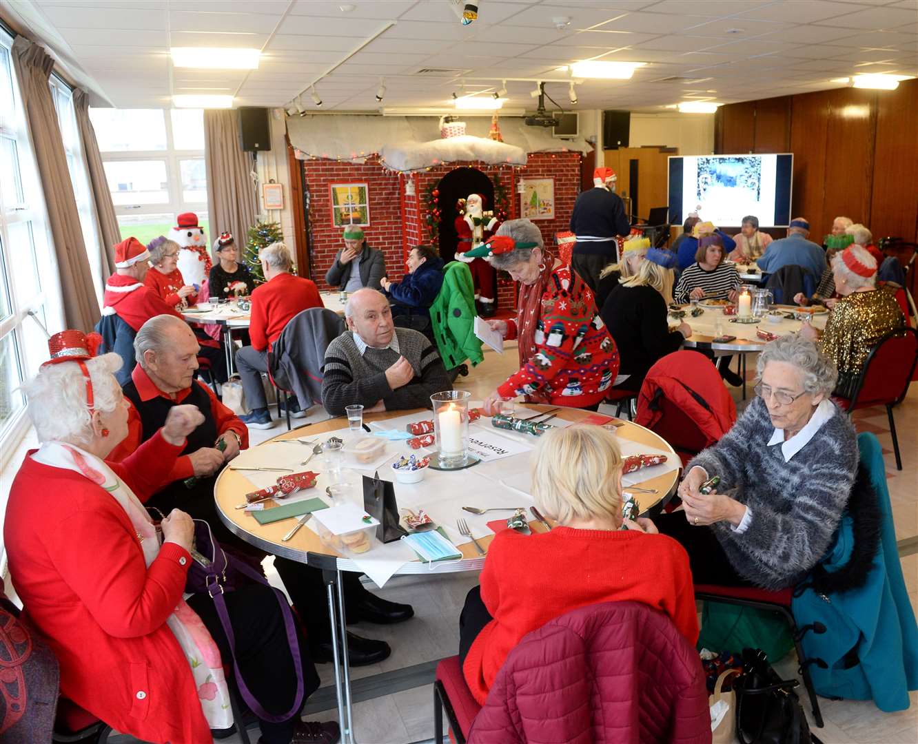 Members of Merkinch Community Centre's lunch club enjoy their festive meal.