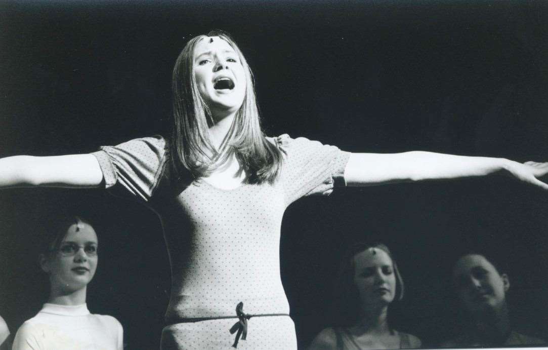 The photo shared by TFX Performing Arts Academy of karen Gillan's first performance in Seasons of Love on stage at the Eden Court Theatre and Cinema.