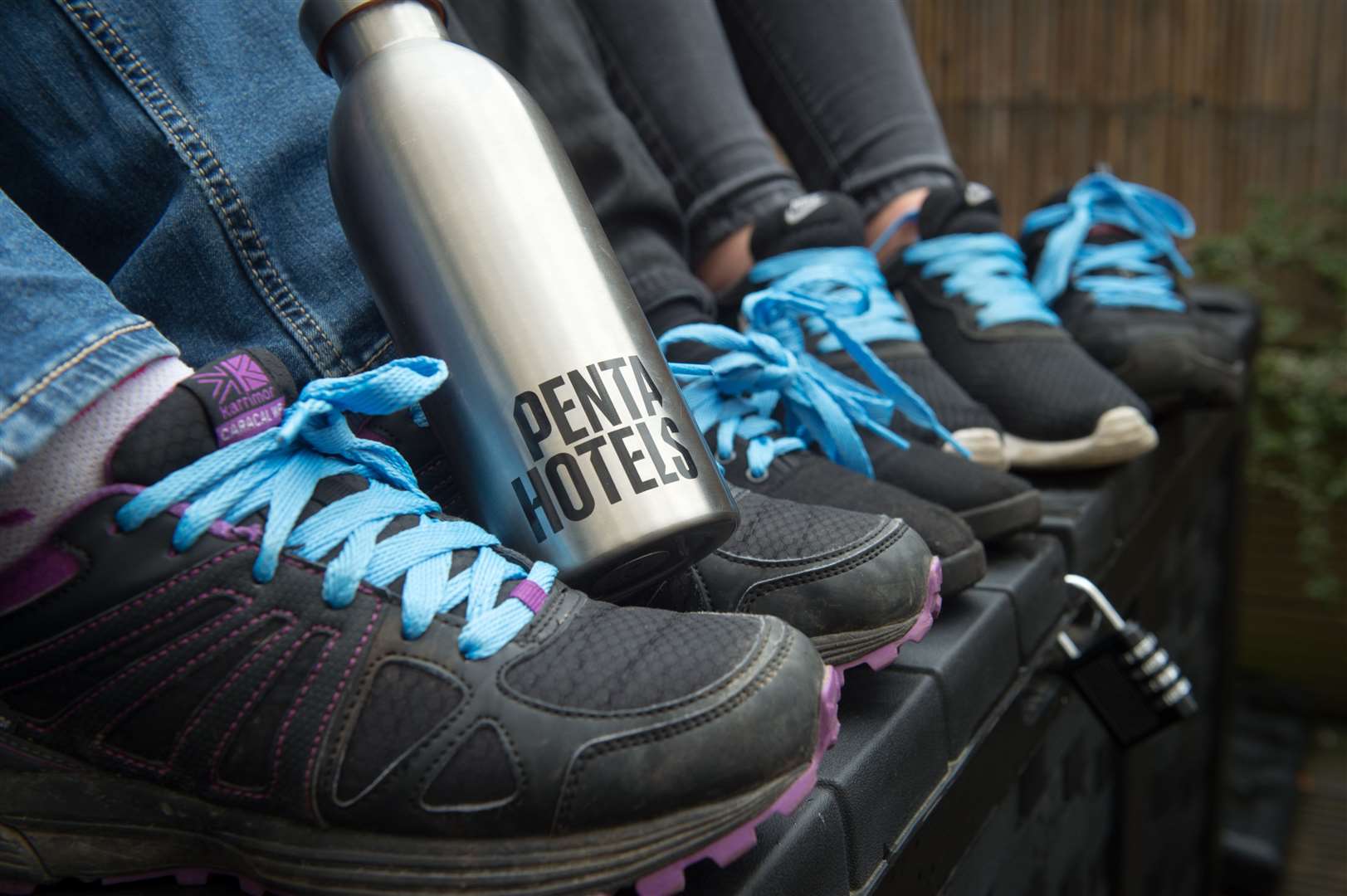 Penta Hotels staff had blue shoe laces and special water bottles.