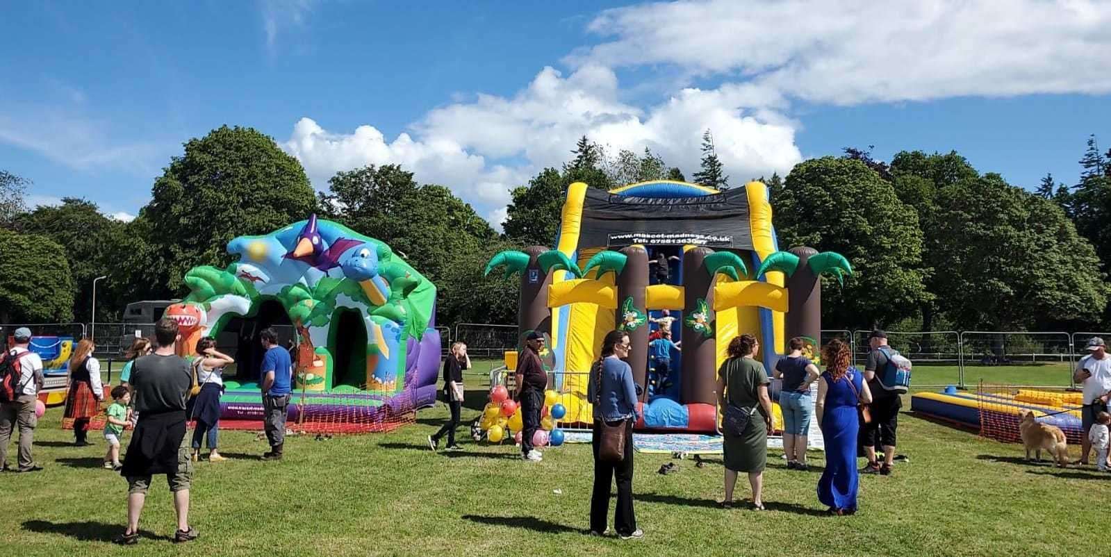 A Bught Park event featuring some of the inflatables