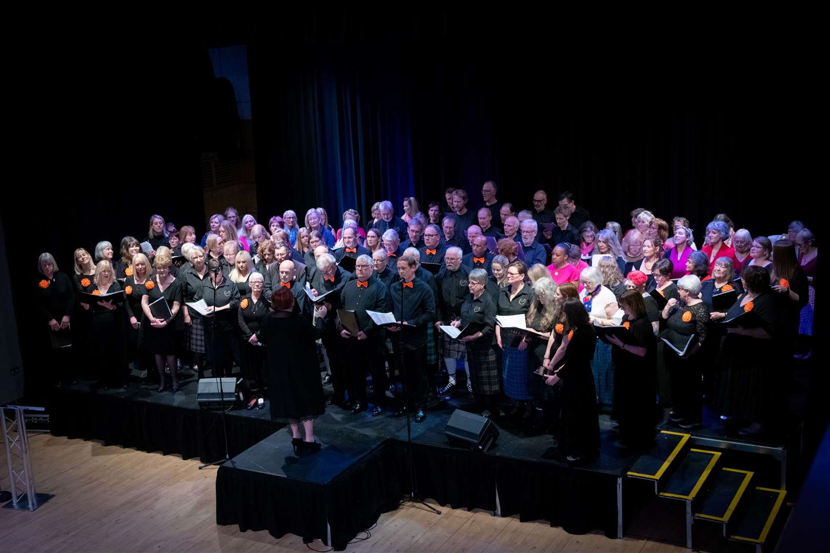 The finale saw all choir take on stage together for a powerful rendition of Caledonia by Dougie MacLean. Picture: Callum Mackay.