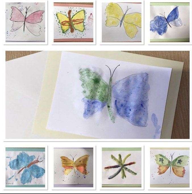 Watercolour butterflies made by clients (Toni Peers/Tapestry Care UK/PA)